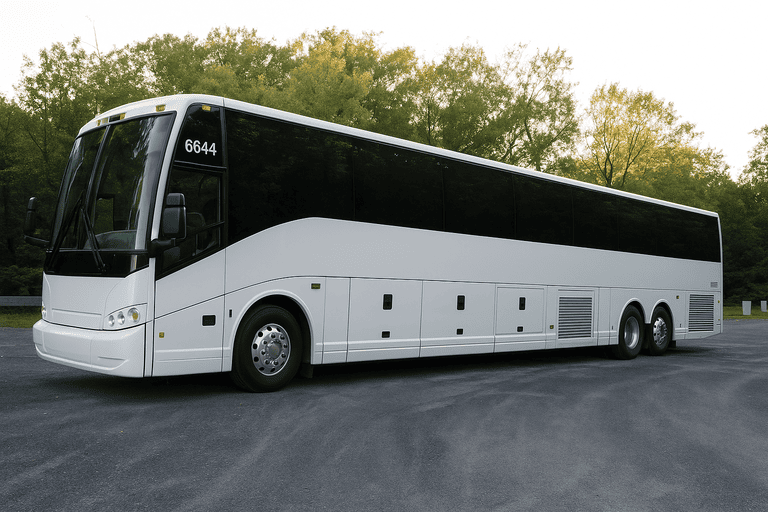 exterior of Charter Bus Rental Ames coach bus